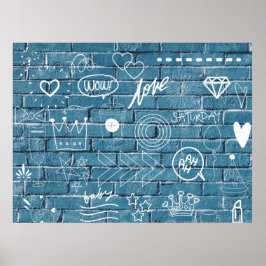 Póster Hermoso graffiti en pared caligrafía verde