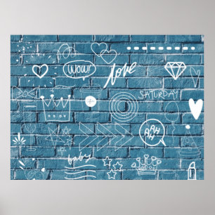Póster Hermoso graffiti en pared caligrafía verde