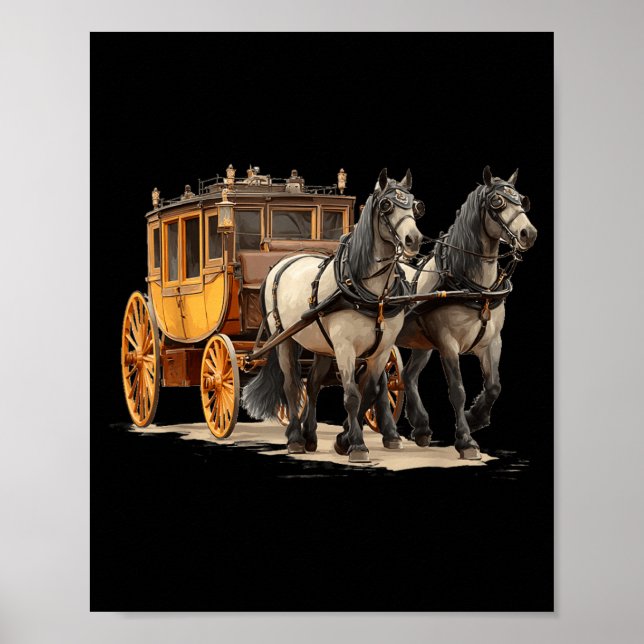 Póster Hermoso gráfico de carruaje de caballos para niños (Frente)