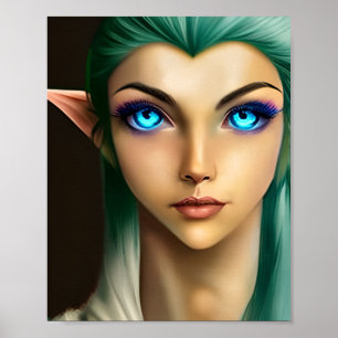 Póster Hermoso hada de ojos azules