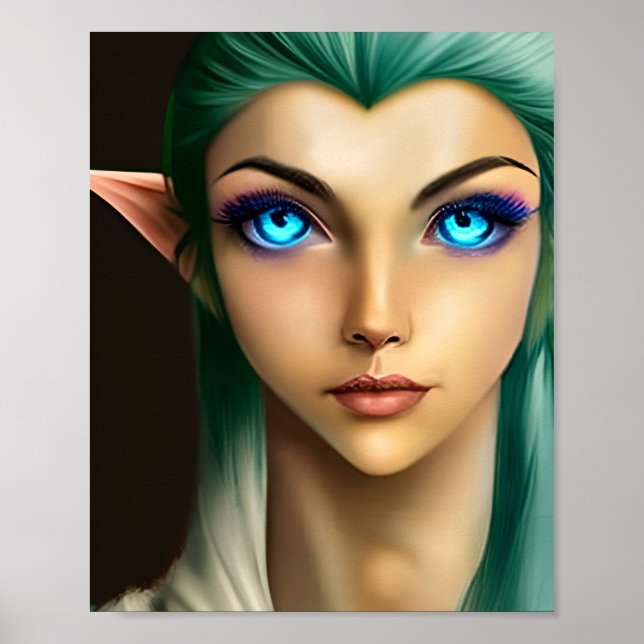 Póster Hermoso hada de ojos azules (Frente)