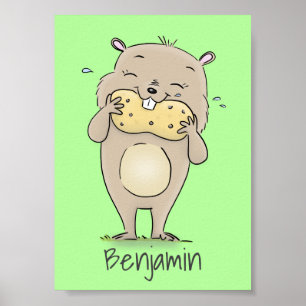 Póster Hermoso hámster sonriente lindo con personalizado