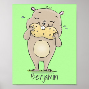Póster Hermoso hámster sonriente lindo con personalizado