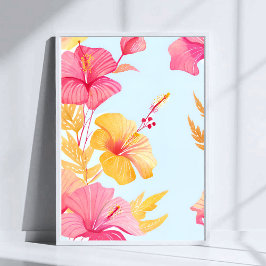 Póster Hermoso Hibisco | Acuarela de Flor Tropical
