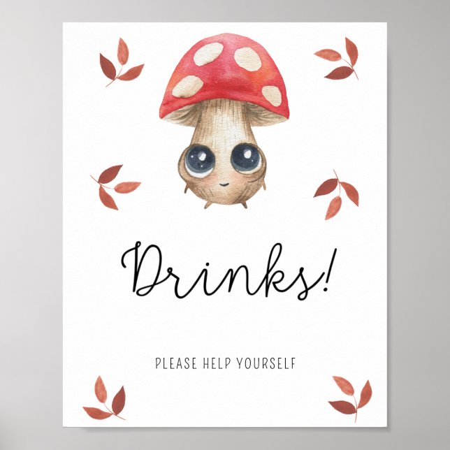 Póster Hermoso hongo pequeño - Bebidas (Frente)