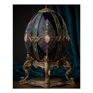 Póster Hermoso Huevo Gótico Con Gemas De Estilo Faberge.