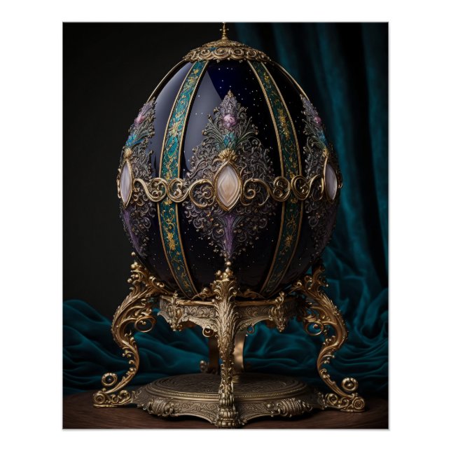 Póster Hermoso Huevo Gótico Con Gemas De Estilo Faberge. (Anverso)
