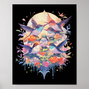 Póster Hermoso Hummingbirds Bird Viendo el Día de la Tier