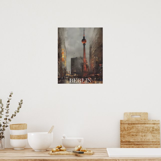 Póster Hermoso Ilustracion Alexanderplatz de Berlín (Cocina)