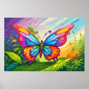 Póster Hermoso Ilustracion artístico de mariposa