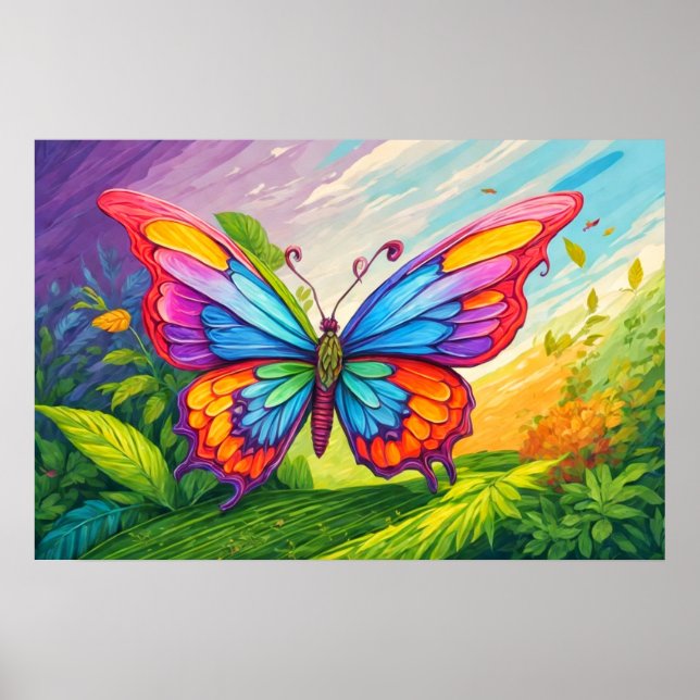 Póster Hermoso Ilustracion artístico de mariposa (Frente)