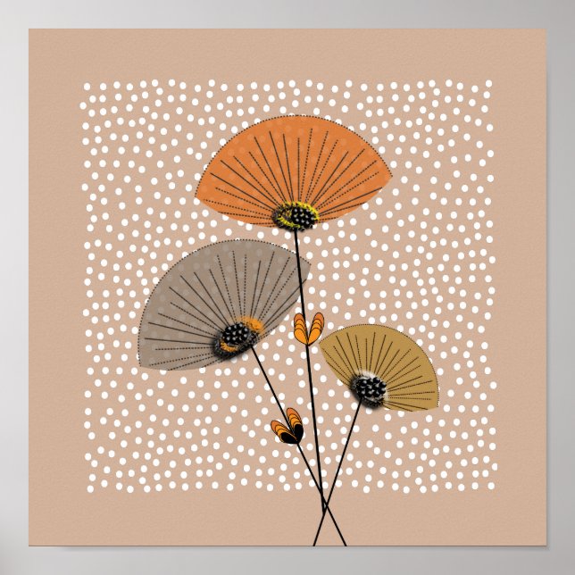 Póster Hermoso Ilustracion de flores retro (Frente)
