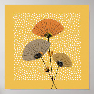 Póster Hermoso Ilustracion de flores retro