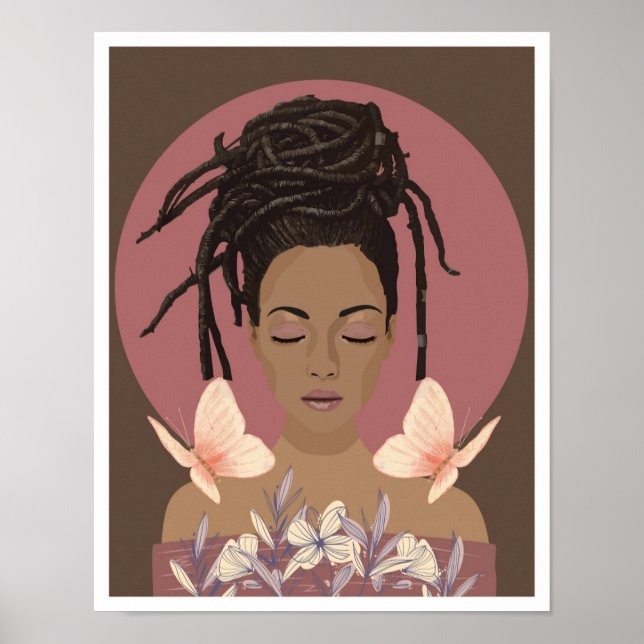 Póster Hermoso ilustracion vector de mujeres negras (Frente)