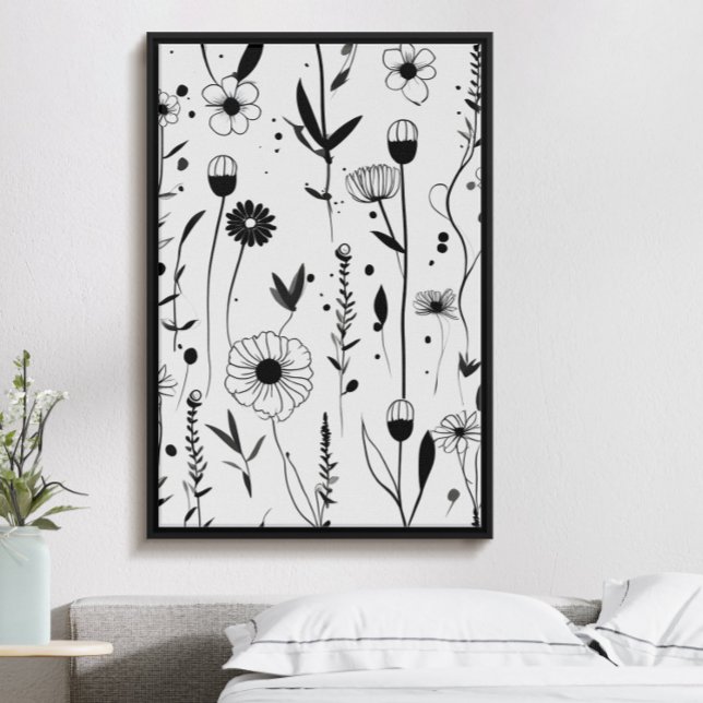 Póster Hermoso jardín de flores de tinta negra minimalist (Subido por el creador)