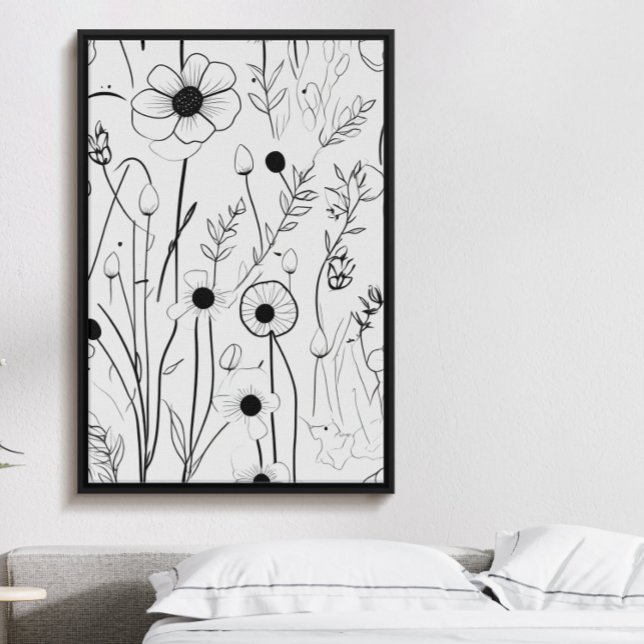 Póster Hermoso jardín de flores de tinta negra minimalist (Subido por el creador)