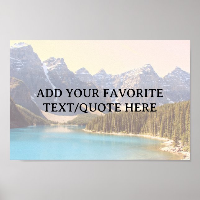Póster Hermoso lago Moraine y montañas con texto personal (Frente)