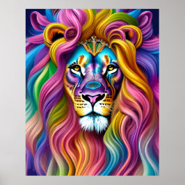 Póster Hermoso león con colorido principal