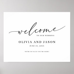 Póster Hermoso Letrero de Bienvenida de Bodas con Letra E