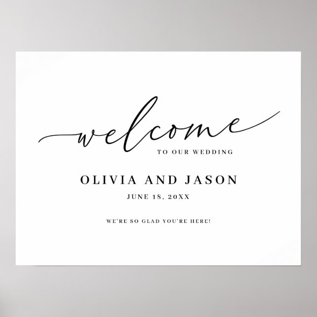 Póster Hermoso Letrero de Bienvenida de Bodas con Letra E (Frente)