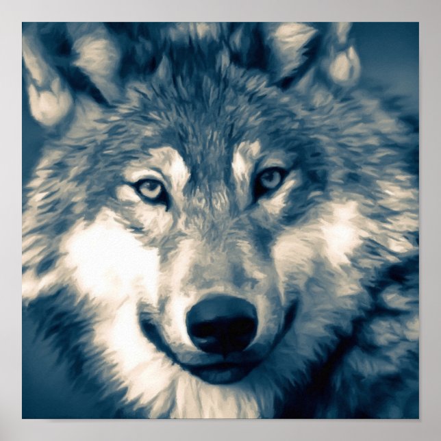 Póster Hermoso Lobo Gris Woodland Animal (Frente)