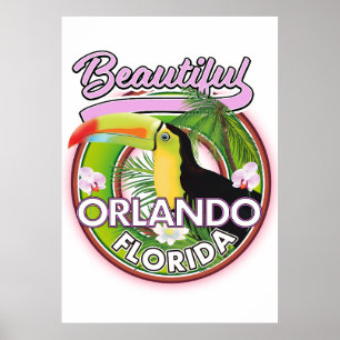 Póster Hermoso logo de viaje a Miami Orlando