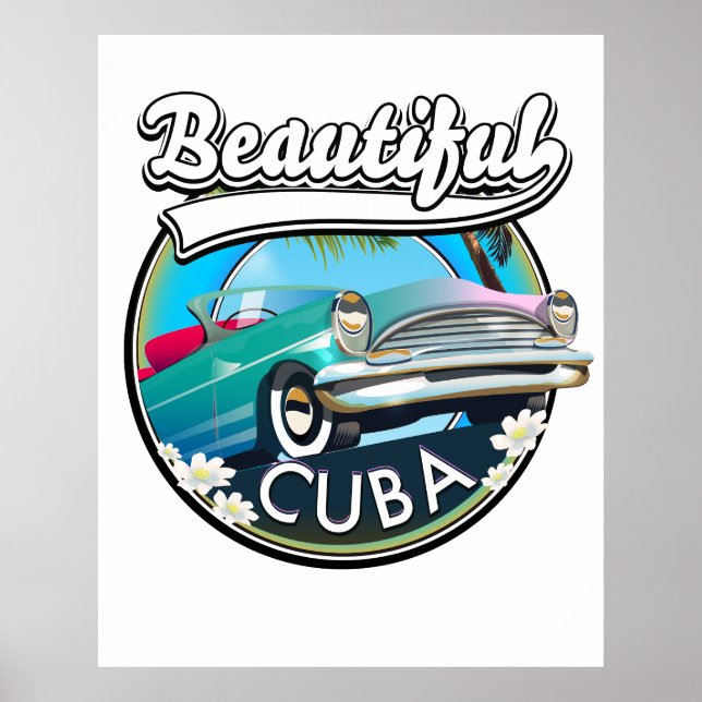 Póster Hermoso logo retro de Cuba. (Frente)
