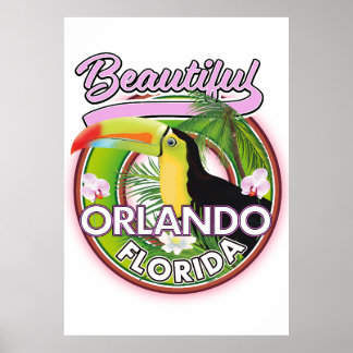 Póster Hermoso logotipo de viaje de Miami Orlando