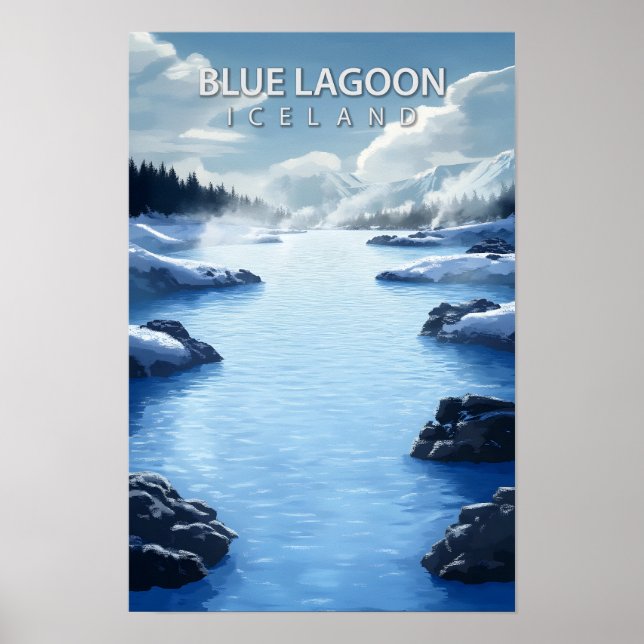 Póster Hermoso lugar Blue Lagoon Islandia Viaje (Frente)