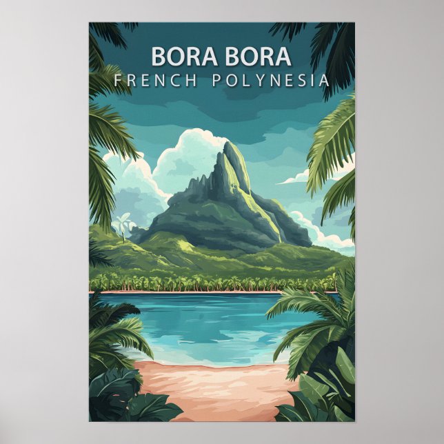 Póster Hermoso lugar Bora Bora Francesa Polinesia Viaje (Frente)