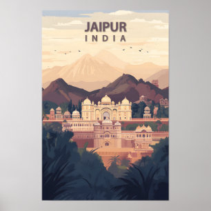 Póster Hermoso lugar de viaje en Ilustracion de Jaipur In