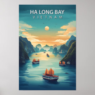 Póster Hermoso lugar Ha Long Bay Vietnam Viaje