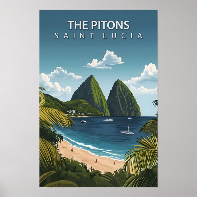 Póster Hermoso lugar para los viajes a las Pitons Santa L (Frente)