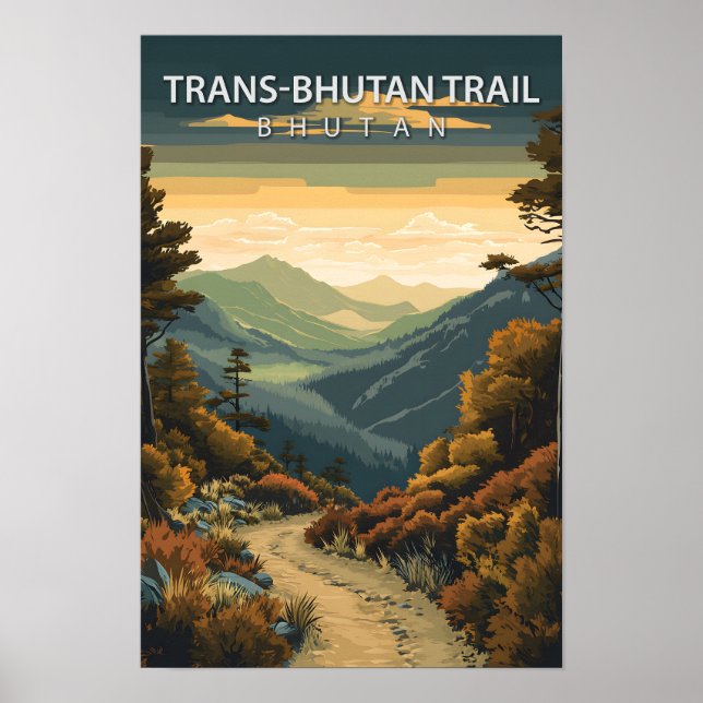 Póster Hermoso lugar Trans Bután Trail Bután Viaje (Frente)
