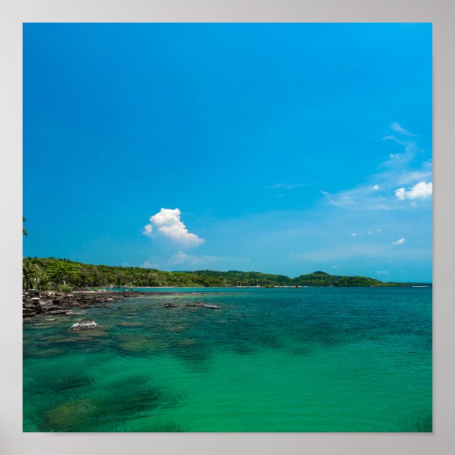 Póster Hermoso mar azul en la isla Koh Kood, Tailandia (Frente)