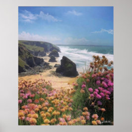 Póster Hermoso mar y fondo de acantilado para videollamad