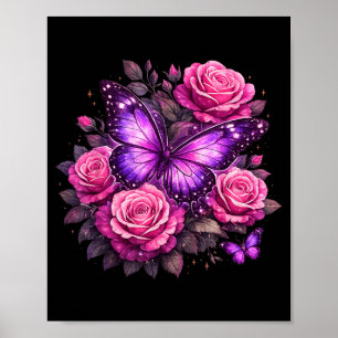 Póster Hermoso Mariposa Rosa Púrpura Amantes de las Marip