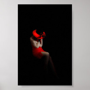 PÓSTER HERMOSO MODELO EN POSTER DE VESTIDO ROJO
