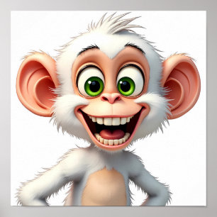 Póster Hermoso mono blanco sonriente