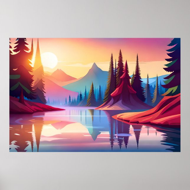 Póster Hermoso paisaje colorido (Frente)