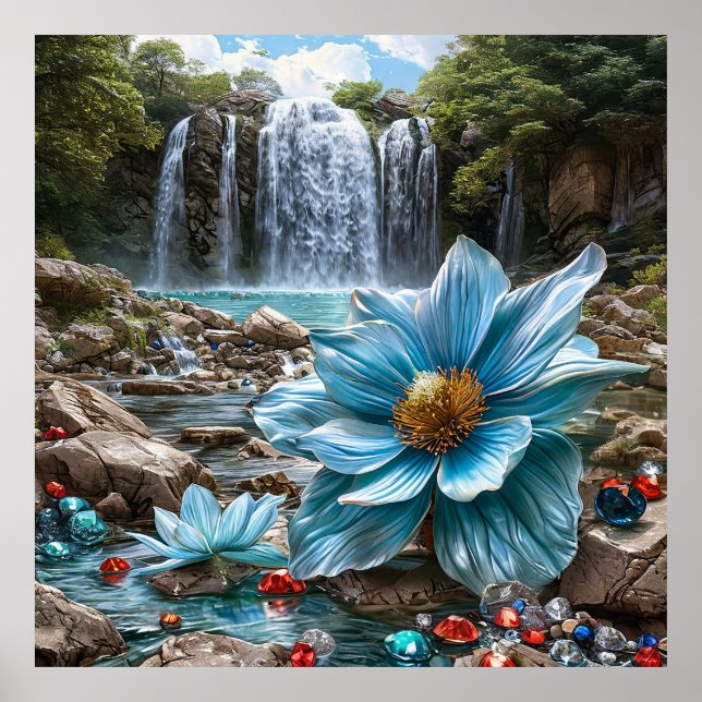 Póster Hermoso paisaje de cascada (Frente)