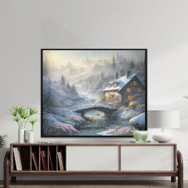 Póster Hermoso paisaje de invierno moderno con nieve