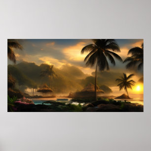 Póster Hermoso paisaje de las islas del Pacífico Sur Trop