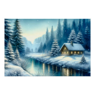 Póster Hermoso paisaje del río invernal