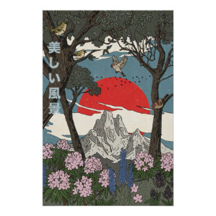 Póster Hermoso paisaje japonés