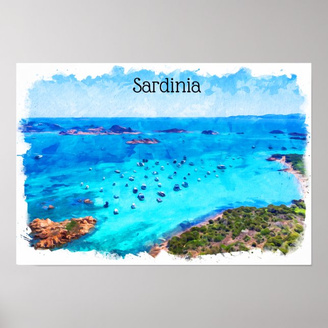 Póster Hermoso paisaje mediterráneo de Cerdeña Italia (Frente)
