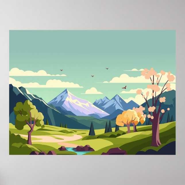 Póster Hermoso paisaje natural (Frente)
