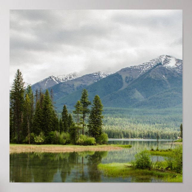 Póster Hermoso paisaje natural del Lago de Montaña (Frente)