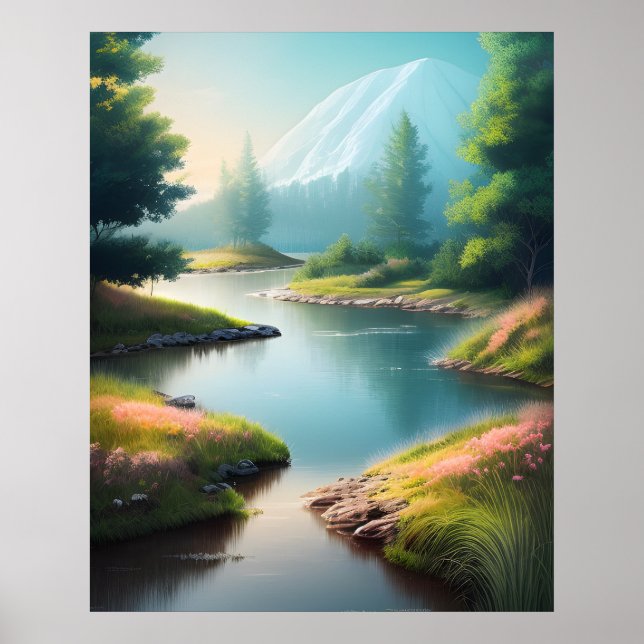 Póster Hermoso paisaje natural realista (Frente)