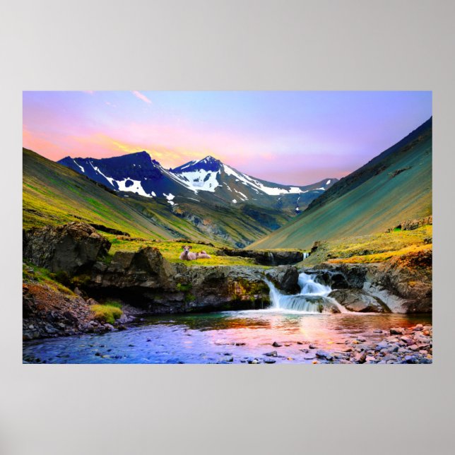 Póster Hermoso paisaje paisajístico de Islandia (Frente)